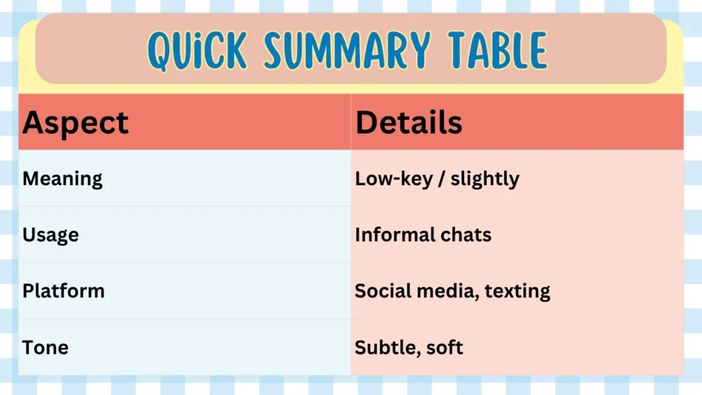 Quick Summary Table